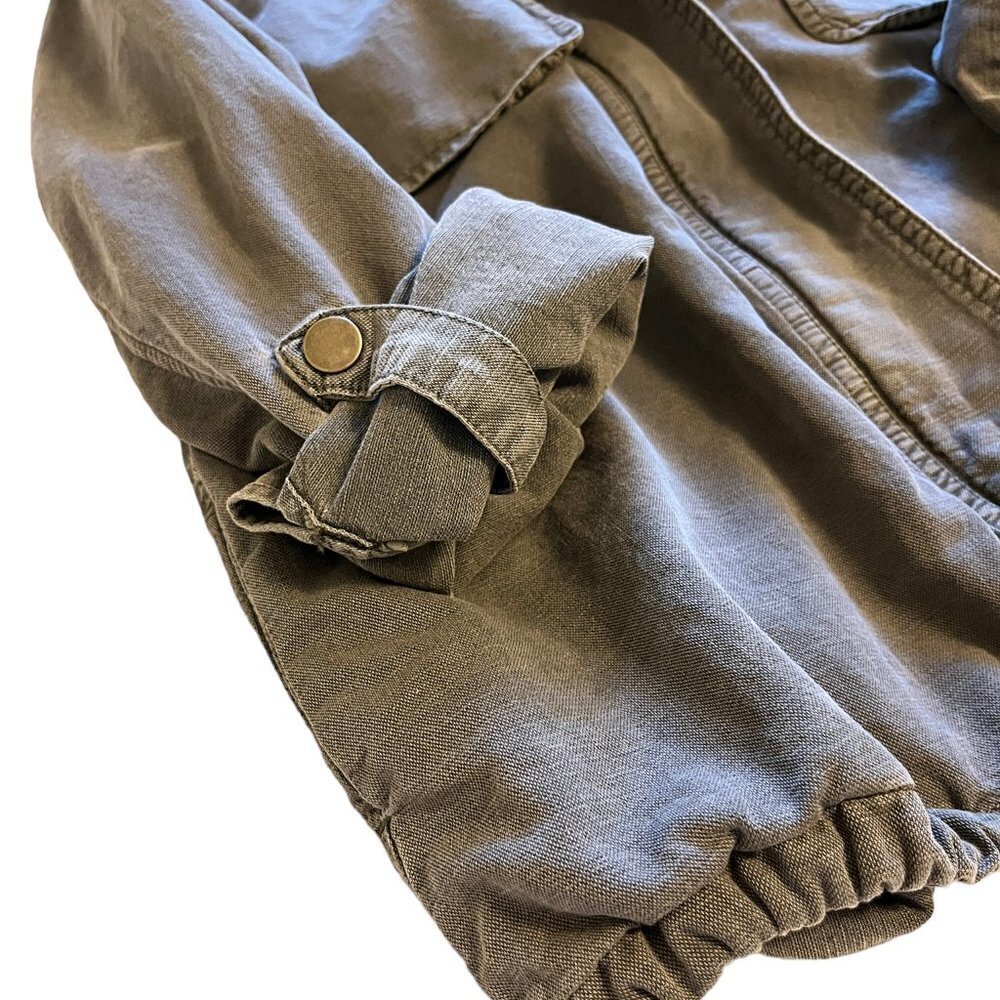 Caslon Green Drawstring Hem Utility Military Jacket  Women Full Zip size M - Picture 8 of 13